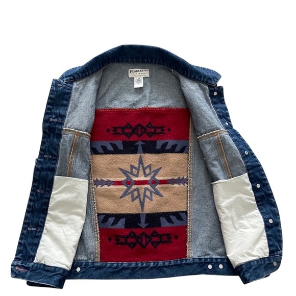 🔥 Vintage Pendleton Denim Vest with wool Aztec Design - Picture 7 of 7